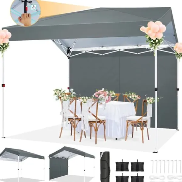 New Gazebo, Vandtæt Stof, Justerbare Højder,3x3m, Grå Telte & Lysthuse