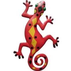 Best Gecko Ödla Väggdekor Trädgård prydnad 13x22cm - RØD Havedekorationer