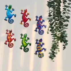 Best Gecko Ödla Väggdekor Trädgård prydnad 13x22cm - RØD Havedekorationer