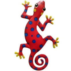 Gecko Ödla Väggdekor Trädgård prydnad 13x22cm - Rød/blå Havedekorationer