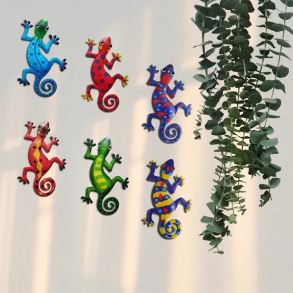 Gecko Ödla Väggdekor Trädgård prydnad 13x22cm - Rød/blå Havedekorationer