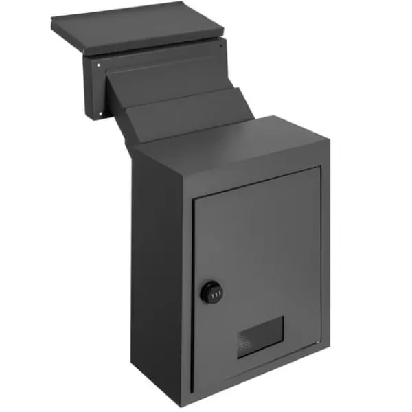 Discount Gennemvægs dropboks 12,5x6,3x16,9" postkasse med kodelås, sort, sikkerhed, vandtæt, holdbar Postkasser & Brevindkast