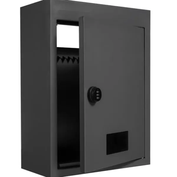 Discount Gennemvægs dropboks 12,5x6,3x16,9" postkasse med kodelås, sort, sikkerhed, vandtæt, holdbar Postkasser & Brevindkast