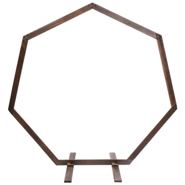 Sale Geometrisk bryllupsbue i træ - Baggrundsstativ - Retro stil - Poleret finish - Længde 2,24 m - Højde 2,19 m - Str. M - Brun Buer, Spalier, Lysthuse Uden Tag