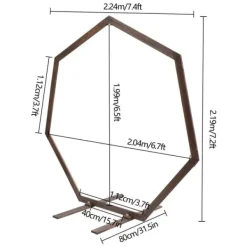 Sale Geometrisk bryllupsbue i træ - Baggrundsstativ - Retro stil - Poleret finish - Længde 2,24 m - Højde 2,19 m - Str. M - Brun Buer, Spalier, Lysthuse Uden Tag