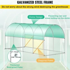 Drivhus^Gå-igennem tunnel drivhus, 15 x 7 x 7 ft. Bærbar med galvaniserede stålrammer, lynlåse og vinduer – perfekt til dine planter!