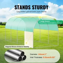 Best Gå-inde Tunnel Drivhus 14,6x6,36x6,3ft Galvaniseret Ramme, PE Cover, Grøn, Holdbar og Vejrbestandig Drivhus