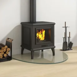 Tilbehør Til Brændeovne & Pejse^Glas - Living glasplade til pejs 800x600 mm halvrund