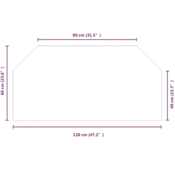 Tilbehør Til Brændeovne & Pejse^Glasplade til pejs 120x60 cm | Hærdet glas | Sekskantet | Varmebestandig