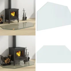 Clearance Glasplade til pejs 100x50 cm sekskantet - Glasplade Til Pejs - Glasplader Til Pejs - Home & Living Tilbehør Til Brændeovne & Pejse