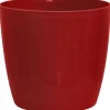 Krukker & Plantebeholdere^Glänsande växtkruka - GARDEN ID - Shiny Red med hjul - 30 x 27 cm - Keramisk look - Vattentät - Lätt att flytta