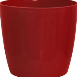 Krukker & Plantebeholdere^Glänsande växtkruka - GARDEN ID - Shiny Red med hjul - 30 x 27 cm - Keramisk look - Vattentät - Lätt att flytta