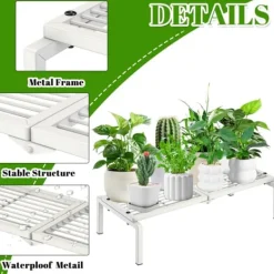 Plantestativer^Gouisalin metalplantestativ til indendørs og have 40x84x20,5 cm hvid