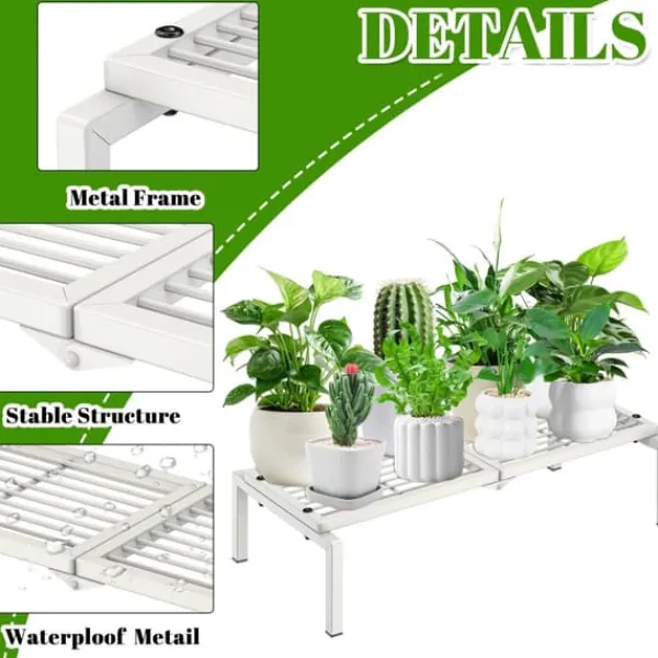 Plantestativer^Gouisalin metalplantestativ til indendørs og have 40x84x20,5 cm hvid