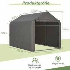 Skure, Garager & Carports^Grå Cykelgarage / Haveskur 160x220x165 cm med rulledør, vandtæt PE-materiale