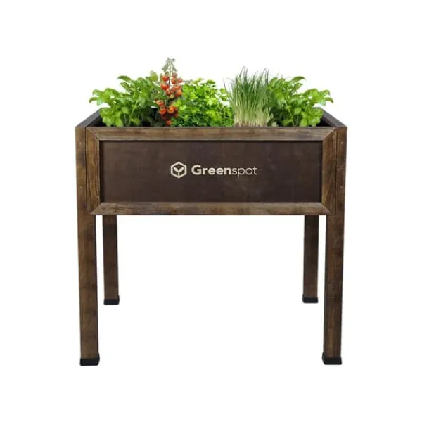 Drivhus^Greenspot Mini Drivhus med Overdækning til Altan og Terrasse 80x45x120 cm - Drivhus på en træplatform, Hævet træbed, Kold ramme med overdækning på høj | CDON