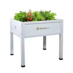 Drivhus^Greenspot Mini Drivhus med Overdækning til Altan og Terrasse 80x45x120 cm - Drivhus på en træplatform, Hævet træbed, Kold ramme med overdækning på høj | CDON
