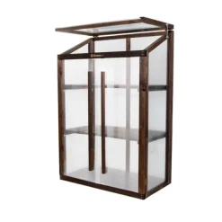 Drivhus^Greenspot Mini Drivhus til Altan og Terrasse 80 x 42 x 120 cm - Altandrivhus til overvintring af urter, blomster, frøplanter - Oprindelsesfarve Mørk R | CDON