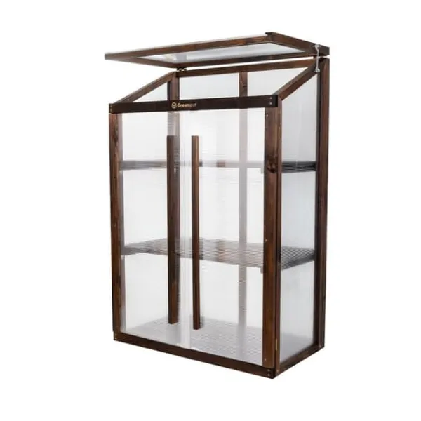 Drivhus^Greenspot Mini Drivhus til Altan og Terrasse 80 x 42 x 120 cm - Altandrivhus til overvintring af urter, blomster, frøplanter - Oprindelsesfarve Mørk R | CDON