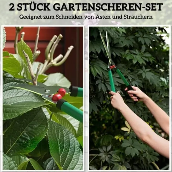 Haveværktøj^Grenklippersæt, 2 dele: 40 cm non-stick grenklipper og 51 cm hækksaks til hække og grene