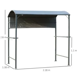 Telte & Lysthuse^Grillpavillon 218x138x216 cm, flammehæmmende tag, 2 hylder, polyester, sort