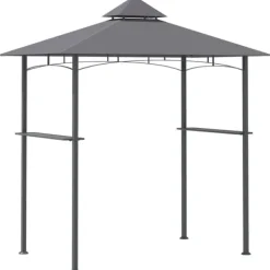 Telte & Lysthuse^Grillpavillon 245x148x252 cm, flammehæmmende dobbelttag, grå – til altan & have
