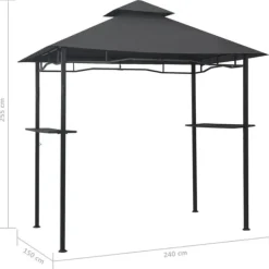 Discount Grillpavillon 240x150x255 cm stål antracitgrå - Grillpavillon - Grillpavilloner - Home & Living Telte & Lysthuse
