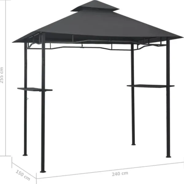 Discount Grillpavillon 240x150x255 cm stål antracitgrå - Grillpavillon - Grillpavilloner - Home & Living Telte & Lysthuse