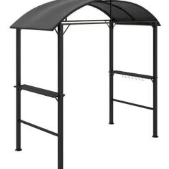Buer, Spalier, Lysthuse Uden Tag^Grillpavillon 233x110x235 cm, vindtæt med dobbelt tag og hylder, UV-beskyttelse, stål, mørkegrå