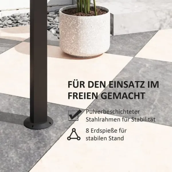 Buer, Spalier, Lysthuse Uden Tag^Grillpavillon 233x110x235 cm, vindtæt med dobbelt tag og hylder, UV-beskyttelse, stål, mørkegrå