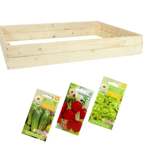 Clearance Grøntsagshavekasse - med grøntsagsfrø - 120x120x18cm Kit Til Plante- & Urtedyrkning