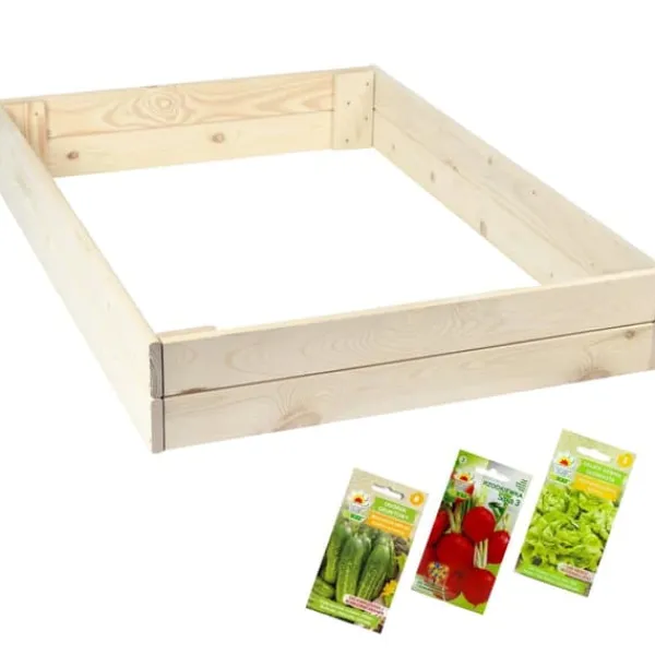 Clearance Grøntsagshavekasse - med grøntsagsfrø - 120x120x18cm Kit Til Plante- & Urtedyrkning