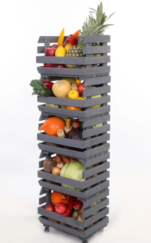 Clearance Grøntsagskasser på hjul RAWA /bredde 37 cm - Grå Plantestativer