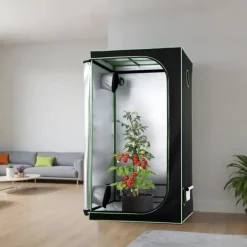 Drivhus^Grow Telt - Indendørs Plantetelt - 100x100x200 cm - 600D Højreflekterende Mylar - Observationsvindue - Aftagelig Gulvbakke - Robust Lynlås