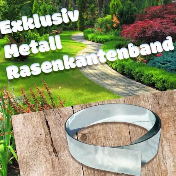 Græskant, Græskanter, Græsplæne kant, Bedkant, Plænekant, Havekant, Rabatkant metal alu/zink 20 cm x 10 meter, Længde gs:10 m, Bred:25 cm Kit Til Plante- & Urtedyrkning