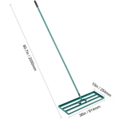Outlet Græsplanenivelleringsrive, kraftig 36 tommer x 10 tommer design, 78 tommer stål forlænget håndtag., 10x36 tommer Haveværktøj