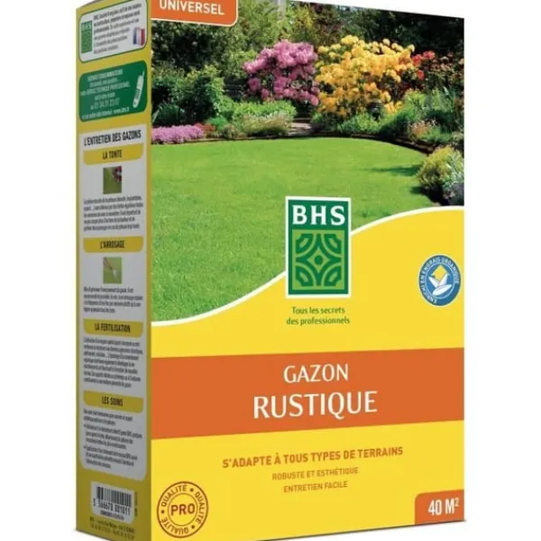Outlet Græsplæne - BHS - Rustik Græsplæne 1 KG - Stærkere og bedre beskyttet - Hurtig og holdbar - Alle typer terræn og klimaer, Robust Jord & Sand