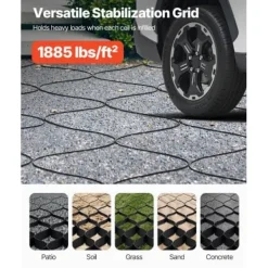 Grusgitter, 8200x1200 mm, 50 mm dybde, Permeabel jordstabilisering, HDPE Haveduge