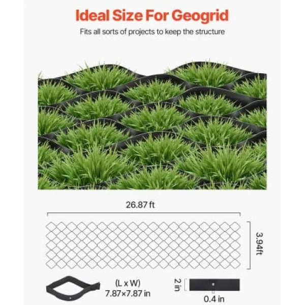 Grusgitter, 8200x1200 mm, 50 mm dybde, Permeabel jordstabilisering, HDPE Haveduge