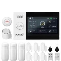 Hjemmealarmsystemer^GSM Alarm System, Smart App Kontrol, Trådløs Forbindelse,EU stik, D-4G