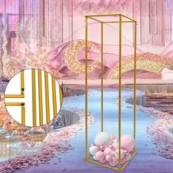 Best Guld metal blomsterstander, søjle til bryllupsbaggrund & plantehylde, 180 cm Plantestativer