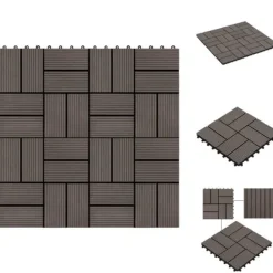 Havedekorationer^Gulve - Living terrassefliser 11 stk. WPC 30 x 30 cm 1 m2 mørkebrun
