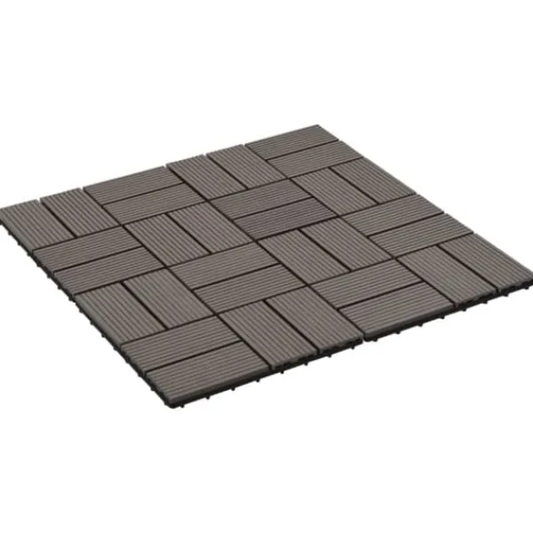 Havedekorationer^Gulve - Living terrassefliser 11 stk. WPC 30 x 30 cm 1 m2 mørkebrun