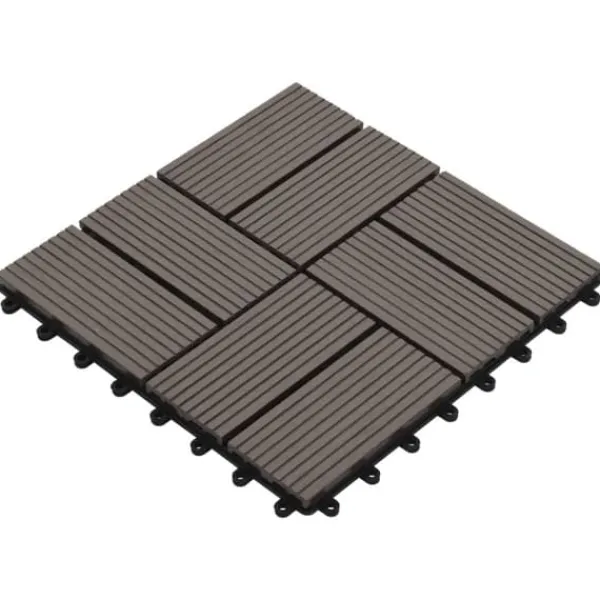 Havedekorationer^Gulve - Living terrassefliser 11 stk. WPC 30 x 30 cm 1 m2 mørkebrun