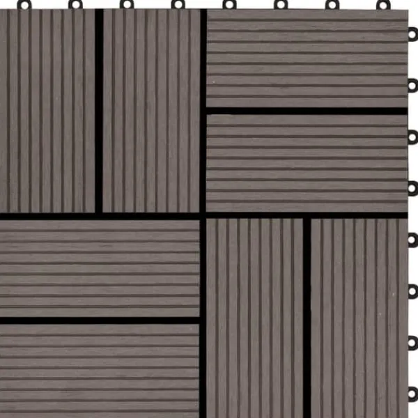 Havedekorationer^Gulve - Living terrassefliser 11 stk. WPC 30 x 30 cm 1 m2 mørkebrun