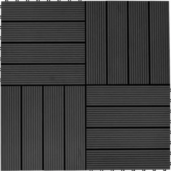 Havedekorationer^Gulve - Living terrassefliser 22 stk. 30 x 30 cm 2 m2 WPC sort