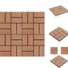 Havedekorationer^Gulve - Living terrassefliser 11 stk. WPC 30 x 30 cm 1 m2 brun