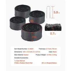 Discount Gummi Mulch Rulle, Landskabspleje 4 ruller, 120 x 4,5-tommers Gummi Mulch Mat Haveduge
