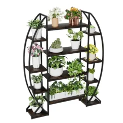 New Halvmåne plantehylde - Blomsterstativ/stigehylde - 5 Niveauer - Metal - Med Lys - XL - Inde/Ude - Orange Plantestativer