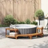 Hot Halvrund udendørs badetub omkreds i solid akacietræ | Størrelse: 252 x 112 x 55.5 cm | Farve: Brun Spa & Udendørsbad
